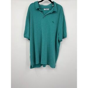 Tommy Bahama IslandZone Polo Shirt Mens XXXL TALL Teal Textured Short Sleeve